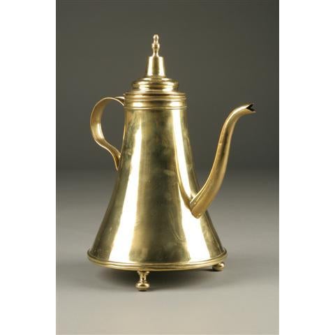 Metal 19th Century Dutch Brass Coffee Pot With Turned Legs For Sale - Image 7 of 9