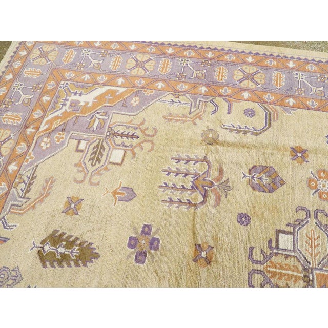 Galerie Shabab Collection Mid-20th Century Soft Colored Oushak Carpet in Beige, Purple, and Orange For Sale - Image 9 of 10