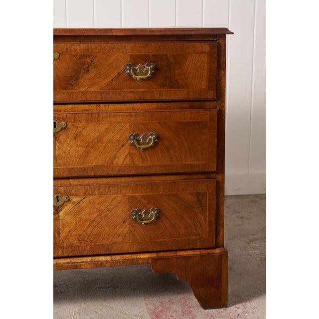 Wood 19th Century Walnut Crossbanded 3-Drawer Chestv For Sale - Image 7 of 12