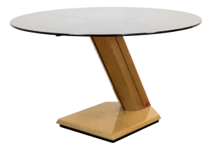 Round Sunny Table in Wood and Smoked Glass by Giovanni Offredi for Saporiti, 1970s