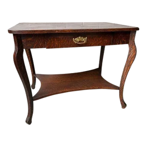 Antique Tiger Oak Library Table Desk. 19th Century.