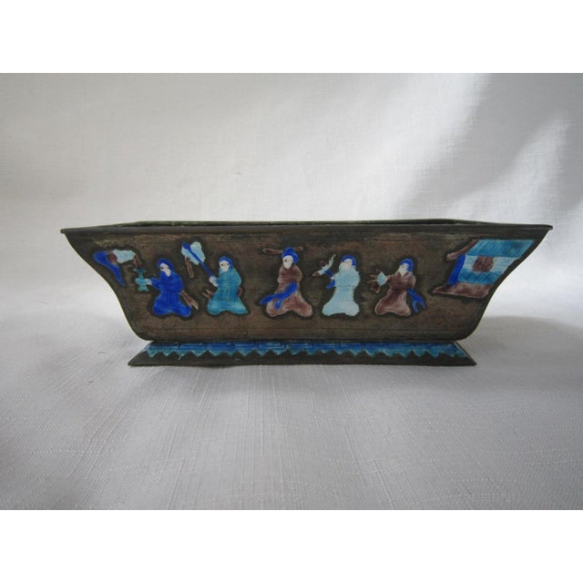 Antique Chinese Enamel Planter Cache Pot For Sale - Image 6 of 8