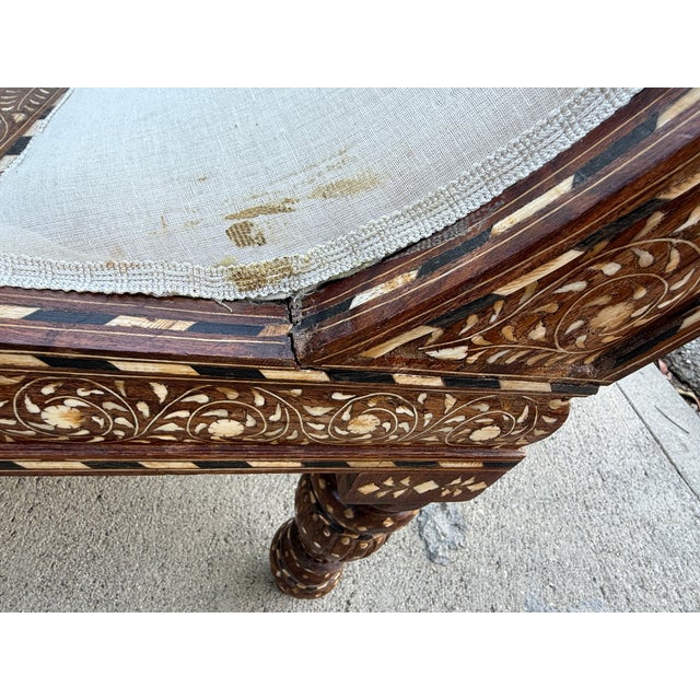 Antique White Early 20th Century Levantine-Style Bone-Inlay Daybeds - Pair For Sale - Image 8 of 9