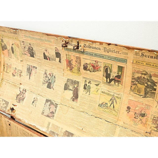 Wood Swedish 19th Century Painted Pine Marriage Trunk For Sale - Image 7 of 12
