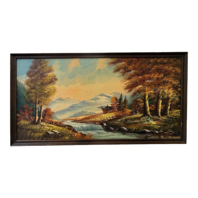 Late 20th Century H. Hermans Wooded River Landscape Oil Painting For Sale