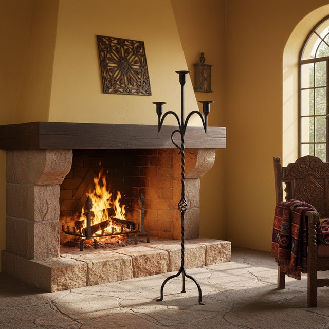 Stable Sophistication: The Wide-Base Iron Candelabra ️ Bring a sense of permanence and warmth to your decor with this...