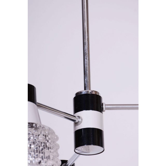 Silver Mid-Century Chandelier in Chrome and Opaline Glass from Drukov, Czech, 1970s For Sale - Image 8 of 12
