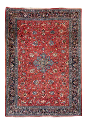 Traditional Ruby Red Persian Medallion Sarouk Rug
