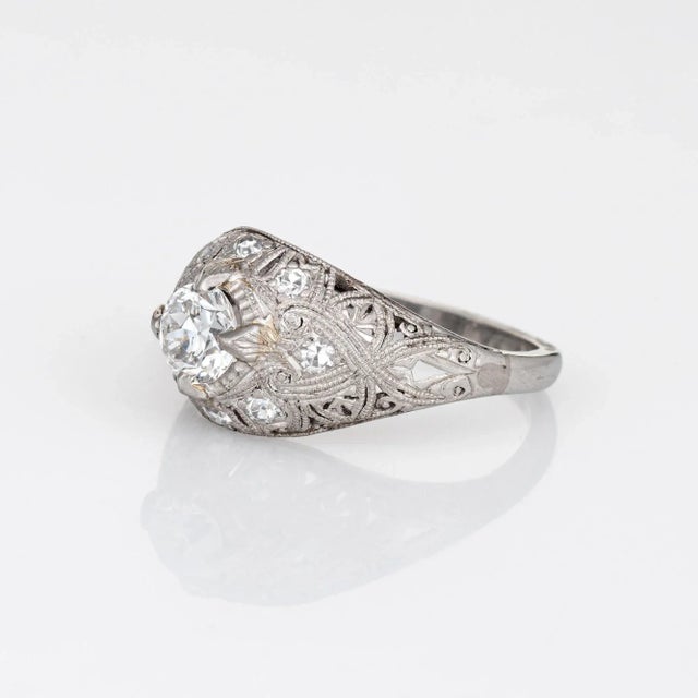 Early 20th Century Antique Edwardian 0.55ct Diamond Engagement Ring Vintage Platinum Bridal size 5.5 For Sale - Image 4 of 6