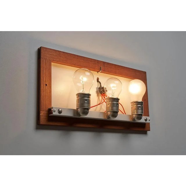 Large Wall Lamp with Textured Diffuser and Teak Frame from Kontakt-Werkstätten, 1960 For Sale - Image 6 of 9