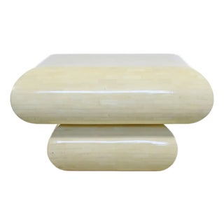 1970s Mid-Century Modern Karl Springer Style Tessellated Square Coffee Table For Sale