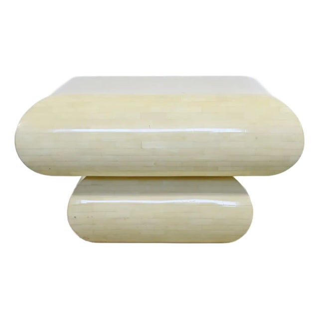 1970s Mid-Century Modern Karl Springer Style Tessellated Square Coffee Table For Sale