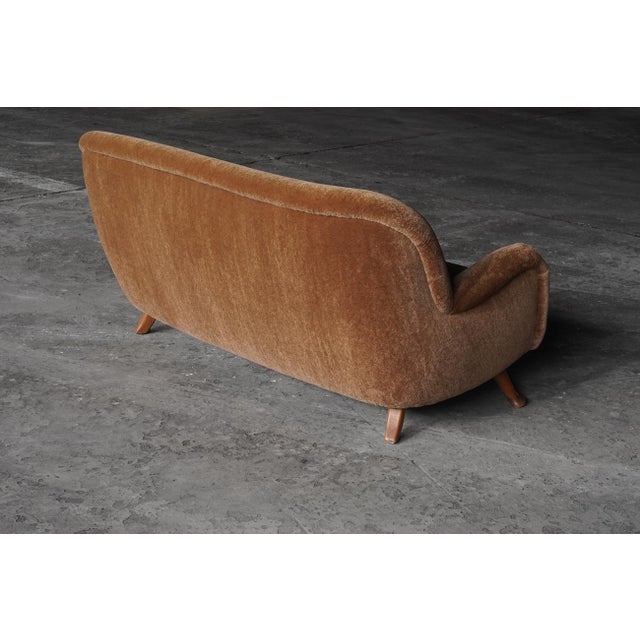 3-Seater Sofa from Berga Mobler with Brown Mohair Upholstery from Pierre Frey, Denmark, 1940s For Sale - Image 6 of 9