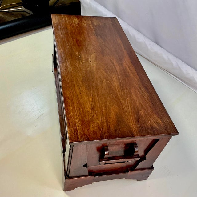 Burnt Umber Early 20th C Antique Folk Art Mission Walnut Storage Blanket Chest, Hand Crafted. For Sale - Image 8 of 15