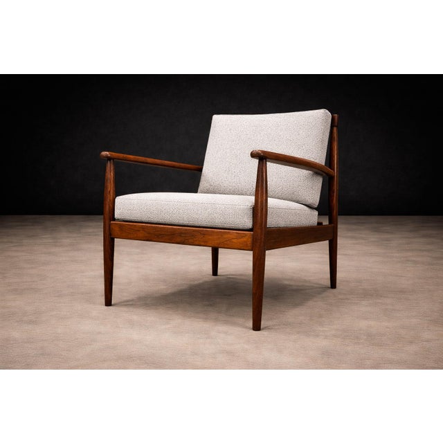 Grete Jalk Armchair in Rosewood & Light Gray Bouclé, Rino Levi, Brazil, 1960s - Lot 704A For Sale - Image 9 of 17