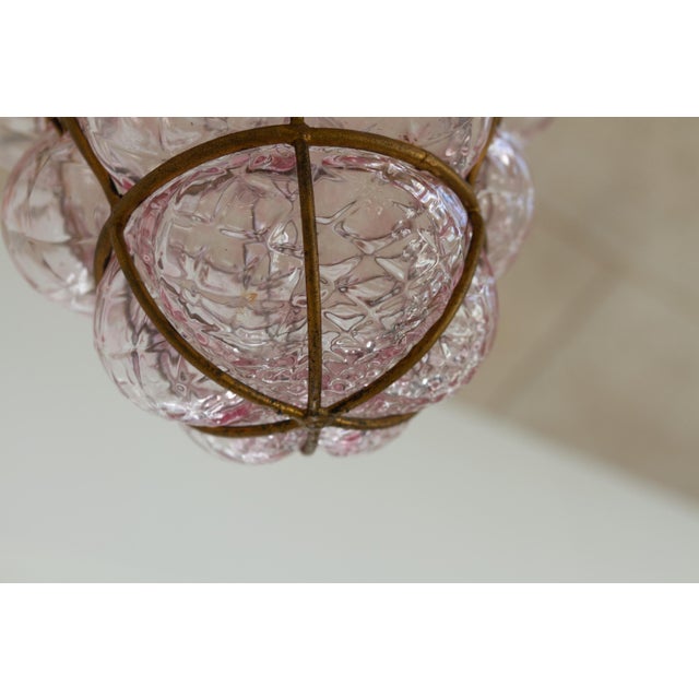 Glass Italian Caged Pink Murano Glass Pendant from Seguso, 1950s For Sale - Image 7 of 17
