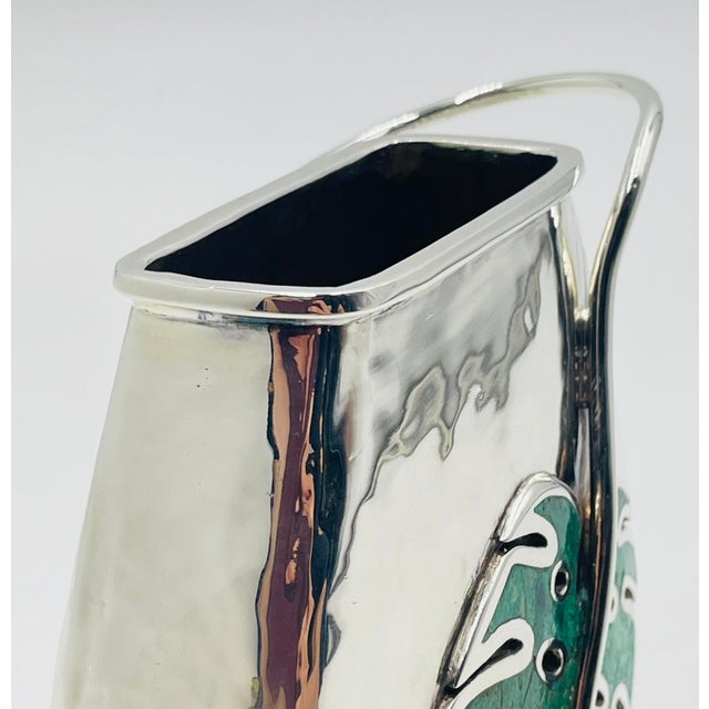 Vintage Silver & Malachite Vase by Emilia Castillo, Mexican Modernism For Sale - Image 11 of 17