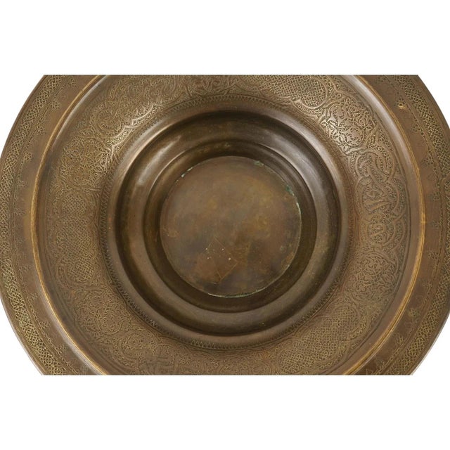 19th Century Antique Islamic Brass Basin With Engraved Motifs For Sale - Image 5 of 9