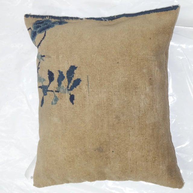 Wool pile hand woven antique Chinese Peking Pillow. Polly fill. Sewn closure both sides.