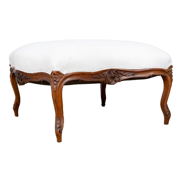 Antique French Upholstered Ottoman For Sale
