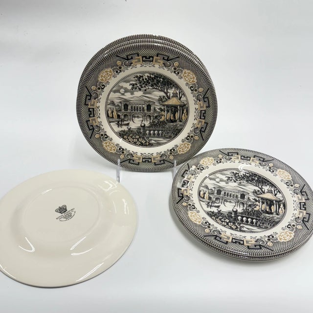 Royal Stafford Willow Black & Gold Salad Plates - 4 Pieces For Sale In Milwaukee - Image 6 of 6