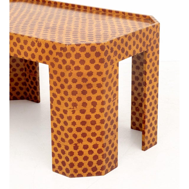 Modern Red and Yellow Patterned Side Table For Sale - Image 4 of 7