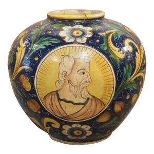 Antique 19th Century Italian Maiolica Pot of the Renaissance Style