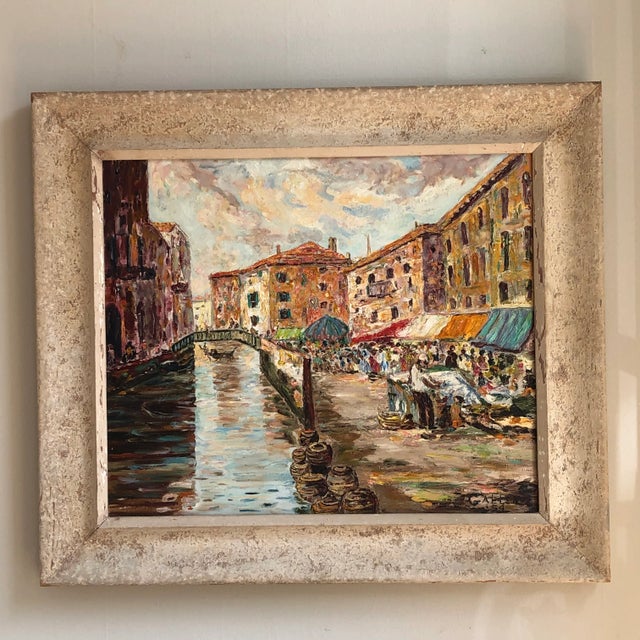1954 Venetian Cityscape Oil Painting, Framed For Sale - Image 13 of 13