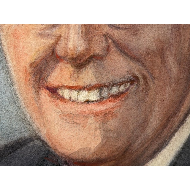 President Franklin Delano Roosevelt FDR Portrait Painting Circa 1940's Mid Century Framed For Sale - Image 14 of 18