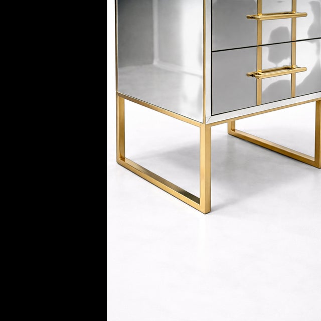Gold Mirrored Nightstands with Brass Sled Base from Justfurnituress SRL, 2026, Set of 2 For Sale - Image 8 of 11