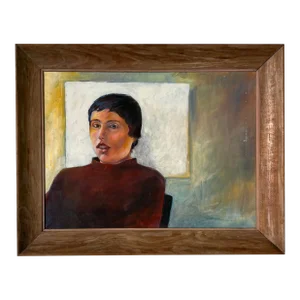 70's Vintage Impressionist Oil Woman Portrait Painting, Framed