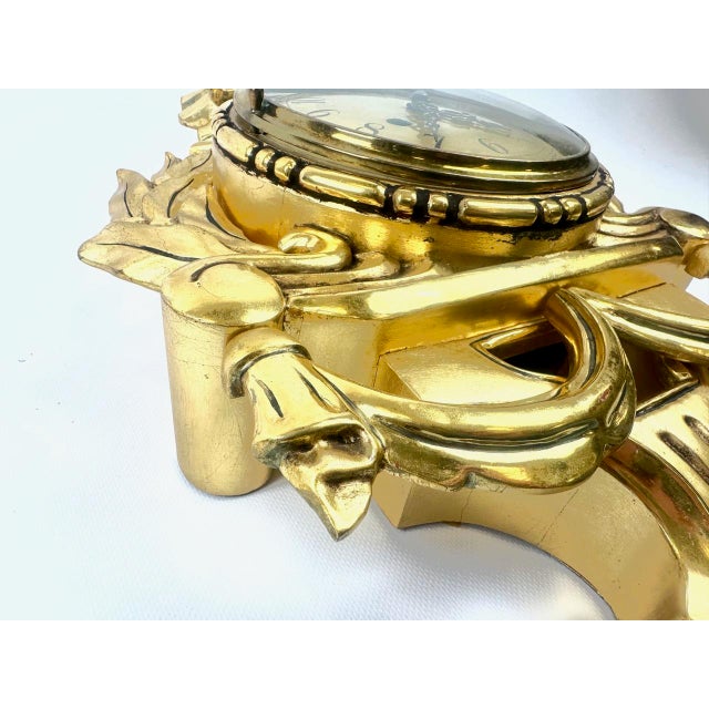 Swedish Rococo Style Gild Carved Wood Wall Clock from Westerstrand, 1960s For Sale - Image 12 of 18
