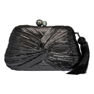 Rafe Rosie Draped Clutch in Black For Sale