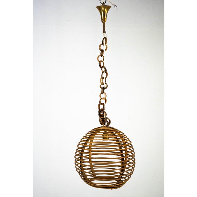 Mid-Century Modern Vintage Italian Bamboo Sphere Chandelier, 1950s For Sale - Image 3 of 13