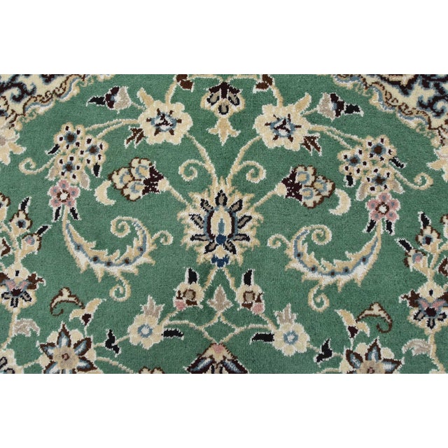 Green Fine Nain Rug 3’3” X 4’10” Green Wool/Silk Traditional Hand-Knotted Carpet For Sale - Image 8 of 12