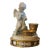 Antique Early 19th Century French Empire Porcelain Inkwell in Gold & White Featuring a Cherub For Sale