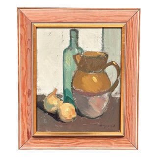 Bengt Hillgrund, Jug and Fruit, Oil on Canvas, Framed For Sale