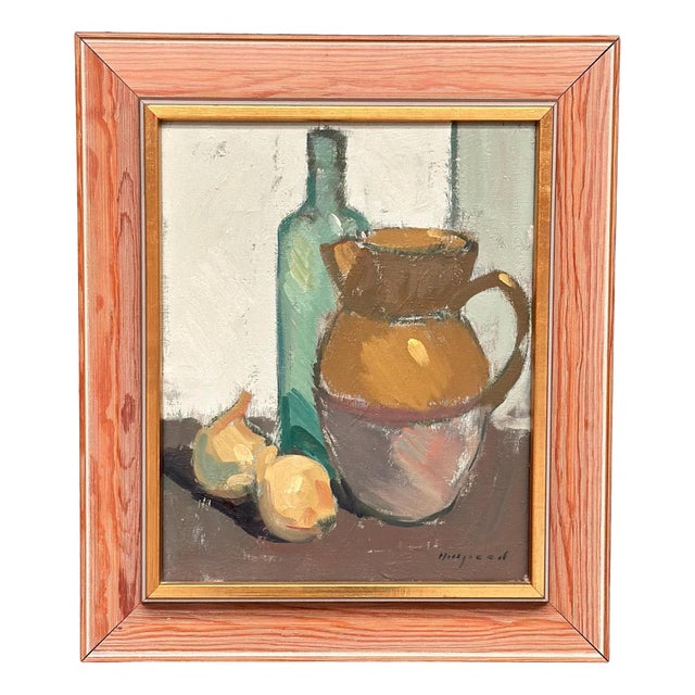 Bengt Hillgrund, Jug and Fruit, Oil on Canvas, Framed For Sale