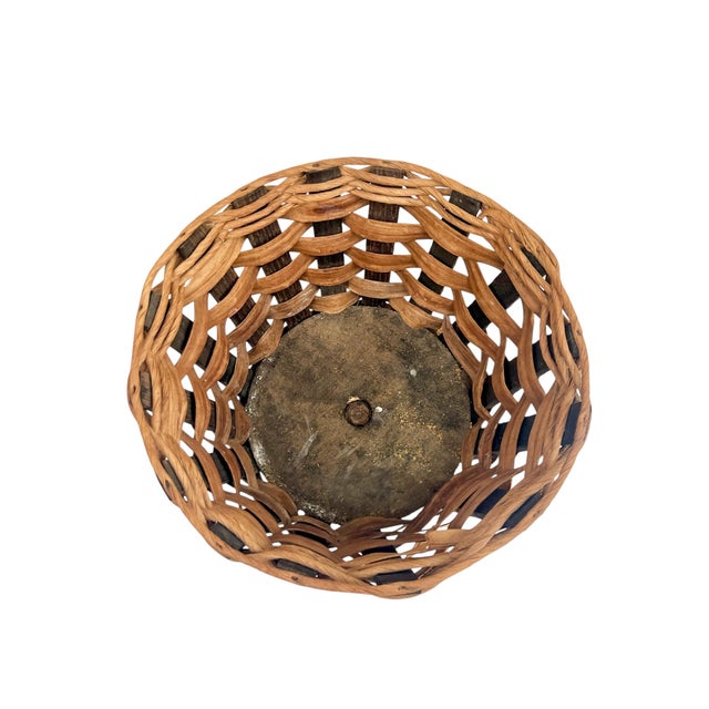 Pair Mid-Century Woven Basket Planters on Tripod Stands For Sale - Image 6 of 14