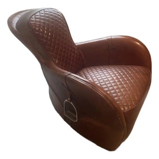 Custom Made Timothy Oulton Leather Saddle Chair For Sale