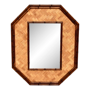 Vintage Basket-Weave Octagonal Mirror
