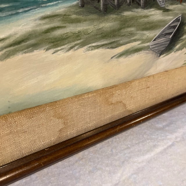 Realism Mid 20th Century "Georgia Lighthouse" Oil Painting, Framed For Sale - Image 3 of 6