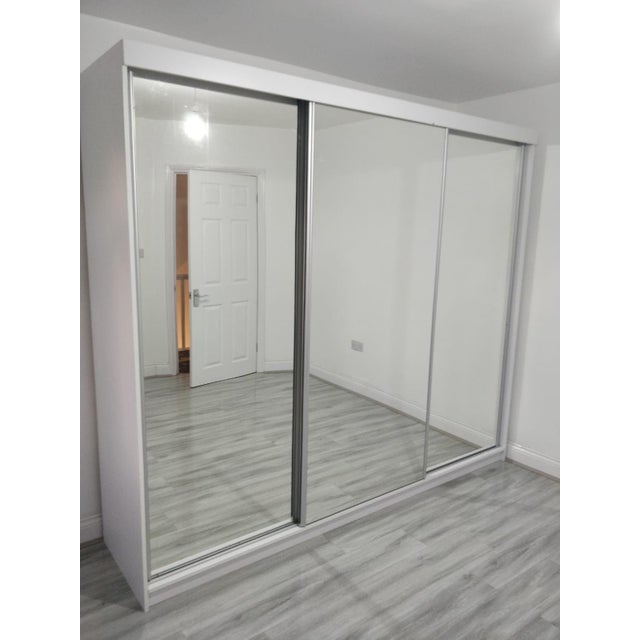 Modern Sliding Door Wardrobe Armoire With Shelving & Drawers – 250 Cm For Sale - Image 9 of 14
