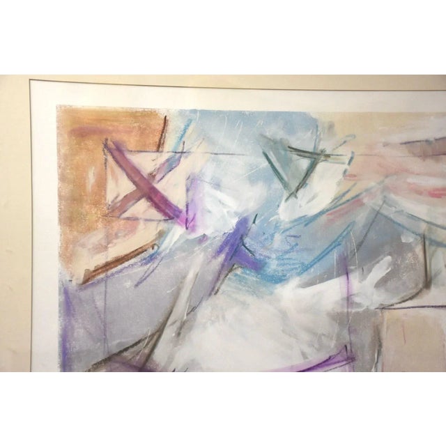 An abstract pastel artwork signed Baker titled Van Loo II. 50” wide. 38” tall.