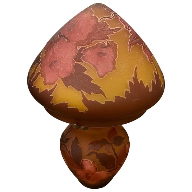 Art Nouveau Crystal Lamps by Emile Gallé, Set of 2 For Sale - Image 6 of 11