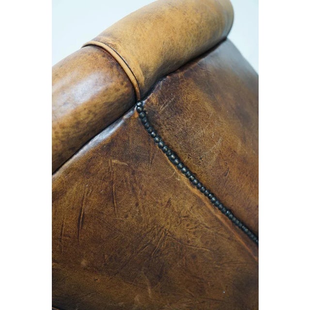 Vintage Dutch Cognac Colored Leather Club Chair For Sale - Image 12 of 15