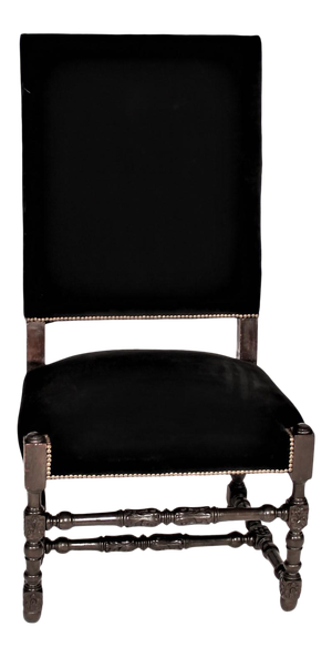 19th Century Renaissance Chair in Velvet Carved Walnut