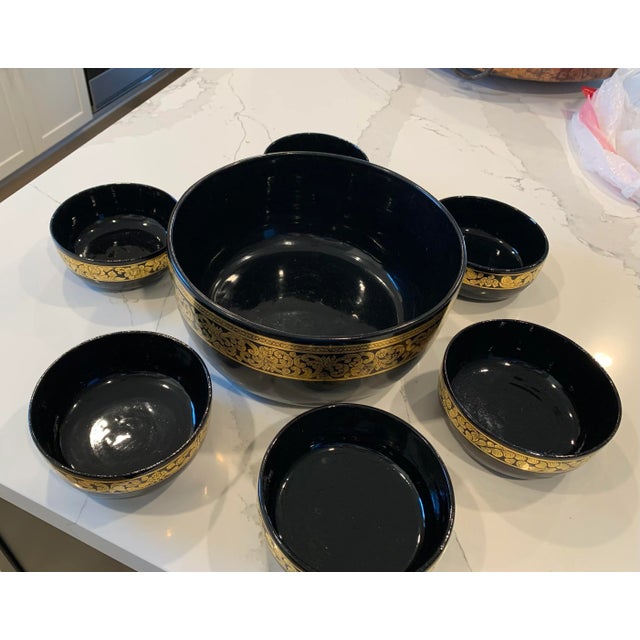Art Nouveau Greek Pattern Melamine Salad Bowl Set For Sale - Image 3 of 3