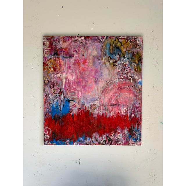 An intense and vibrant modern abstract painting by Virginia artist Roderick Coles. Stream of subconsciousness if you will,...