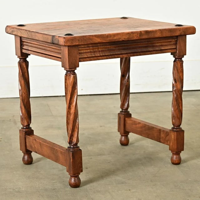 French 20th Century Carved Walnut Stool For Sale In Baton Rouge - Image 6 of 8